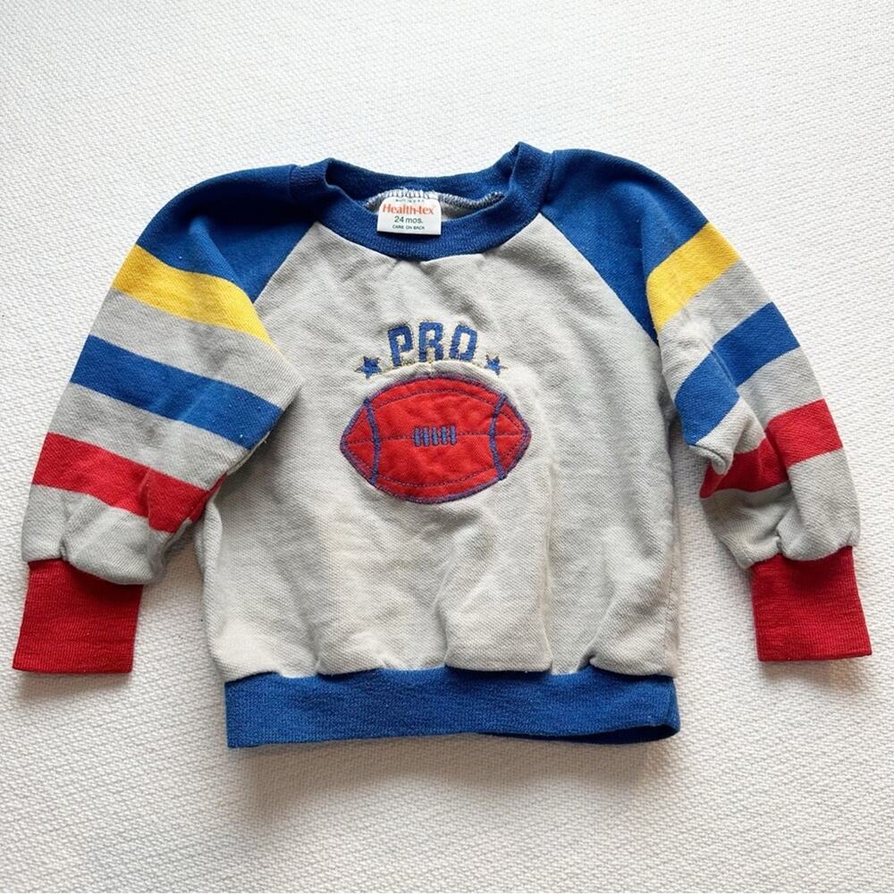 Healthtex Kids Football Sweatshirt with Blue, Red, and Yellow Stripes